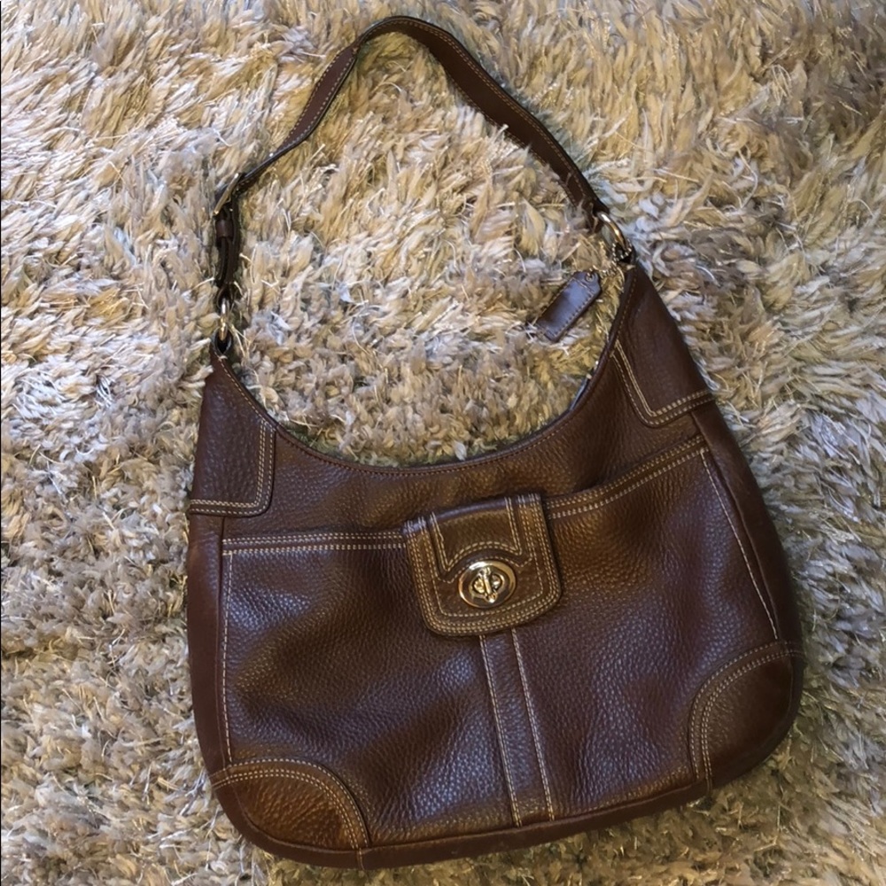 Brown leather Coach purse